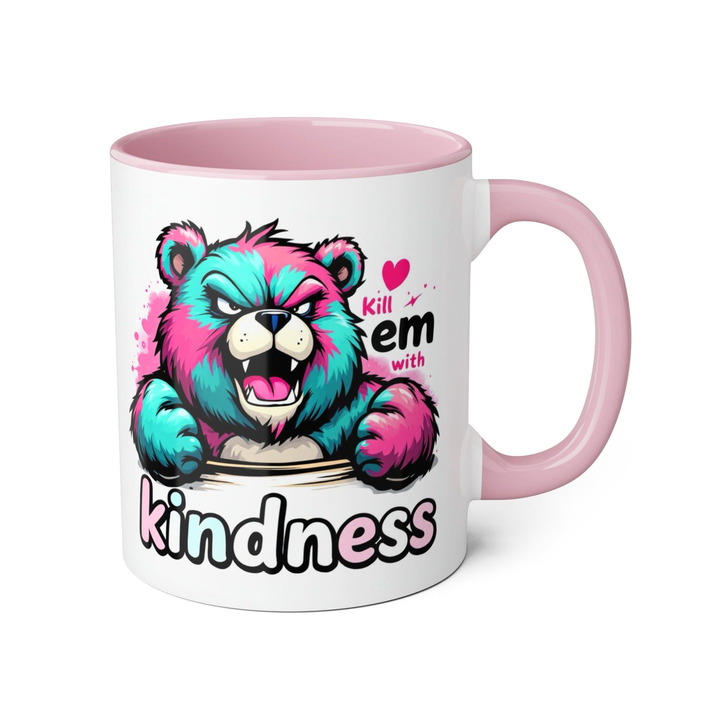 Colorful Kindness Bear Accent Mug - 11oz Inspirational Coffee Cup