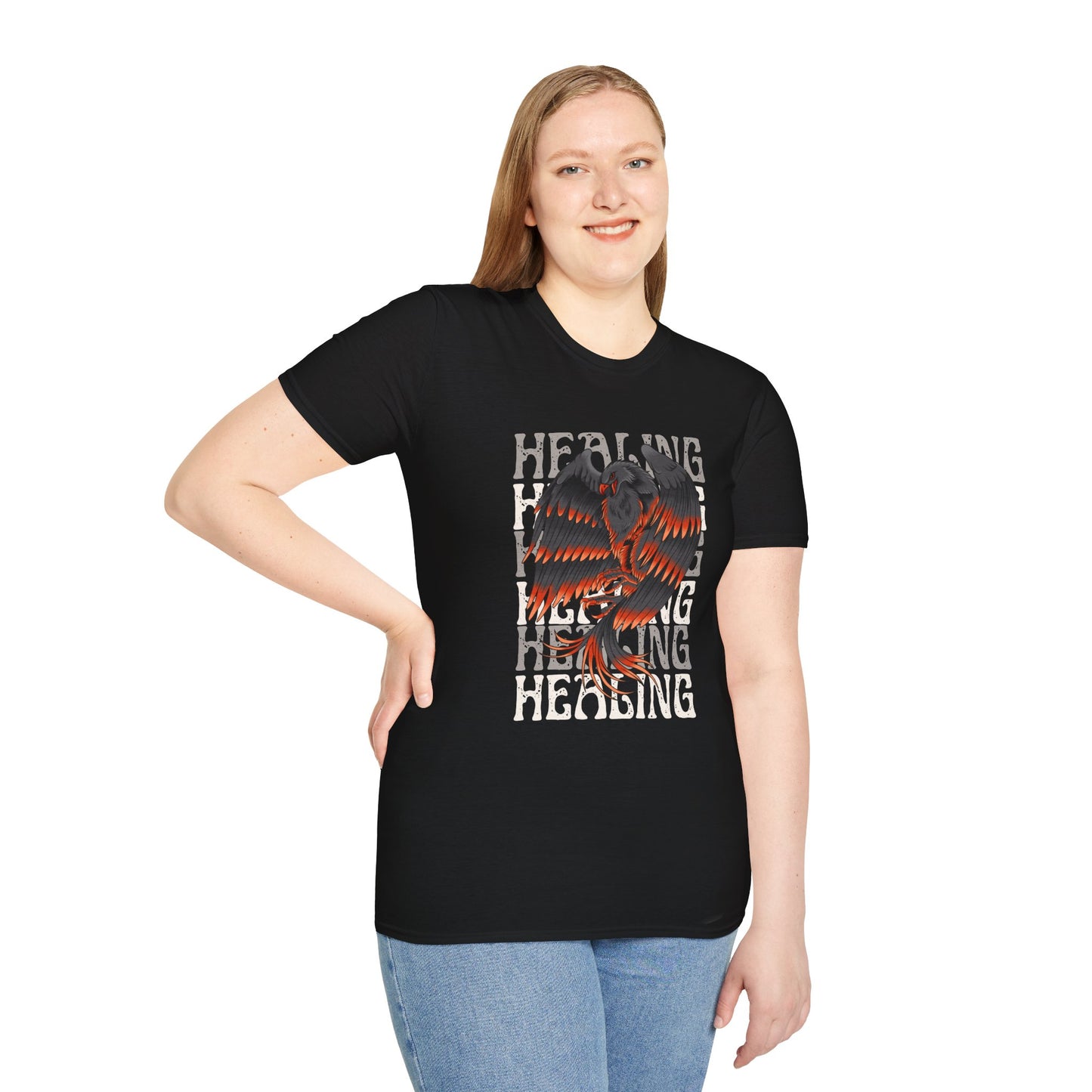 Healing Vibes Unisex Softstyle T-Shirt, Spiritual Gifts, Mindfulness Apparel, Bohemian Clothing, Self-Care Fashion, Positive Energy Wear