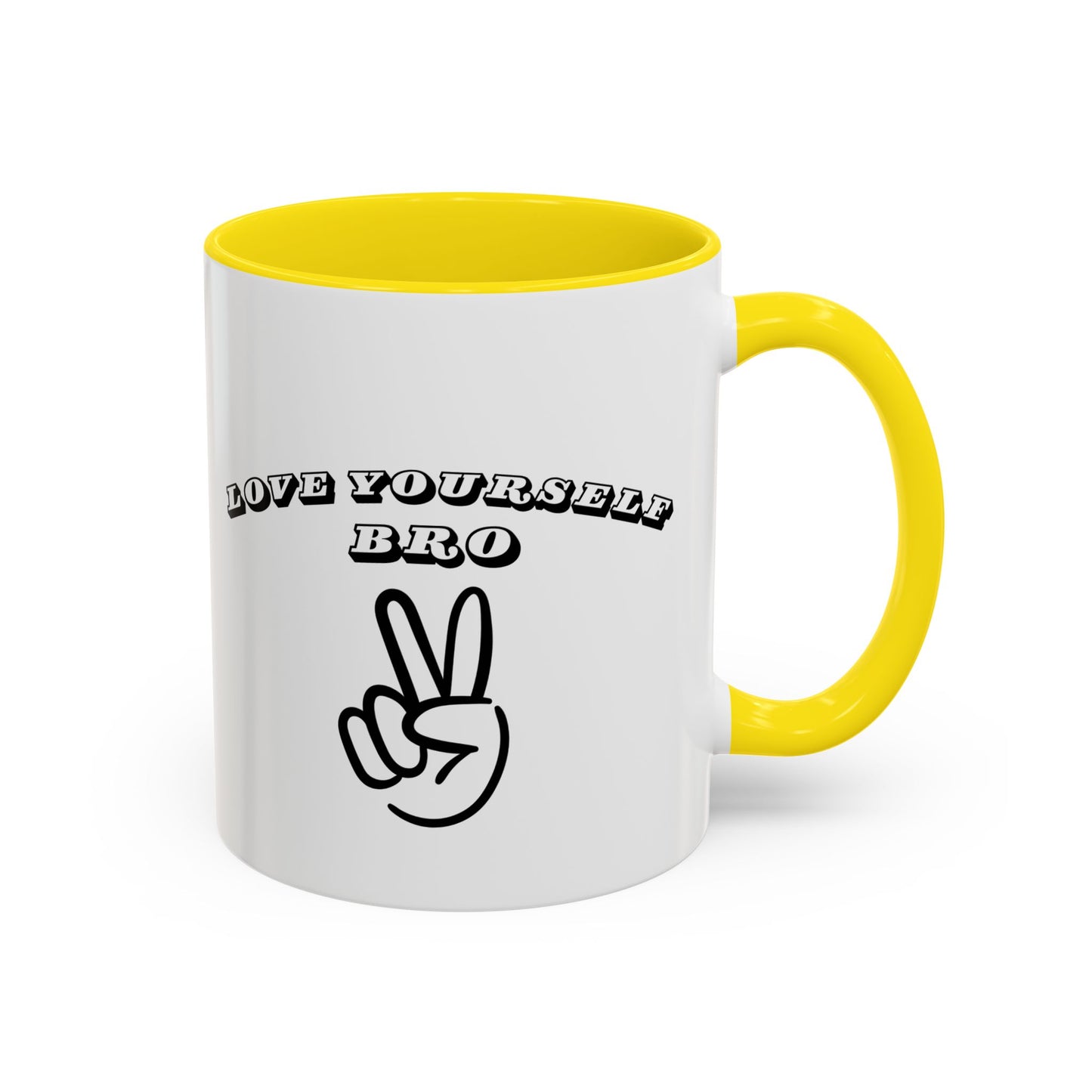 Motivational Accent Coffee Mug - Love Yourself Bro Design