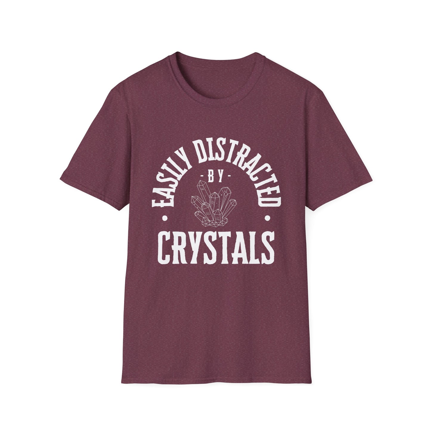 Easily Distracted by Crystals T-Shirt, Unisex Softstyle Tee, Gift for Crystal Lovers, Boho Fashion, Cute Quartz Apparel