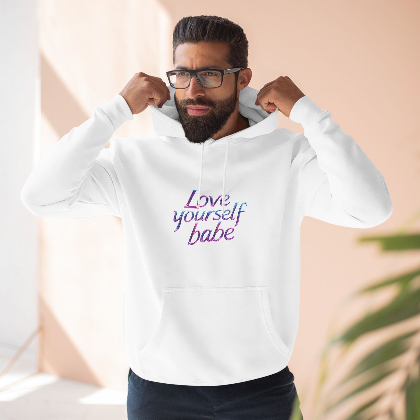 Love Yourself Babe Fleece Hoodie - Cozy Motivational Apparel