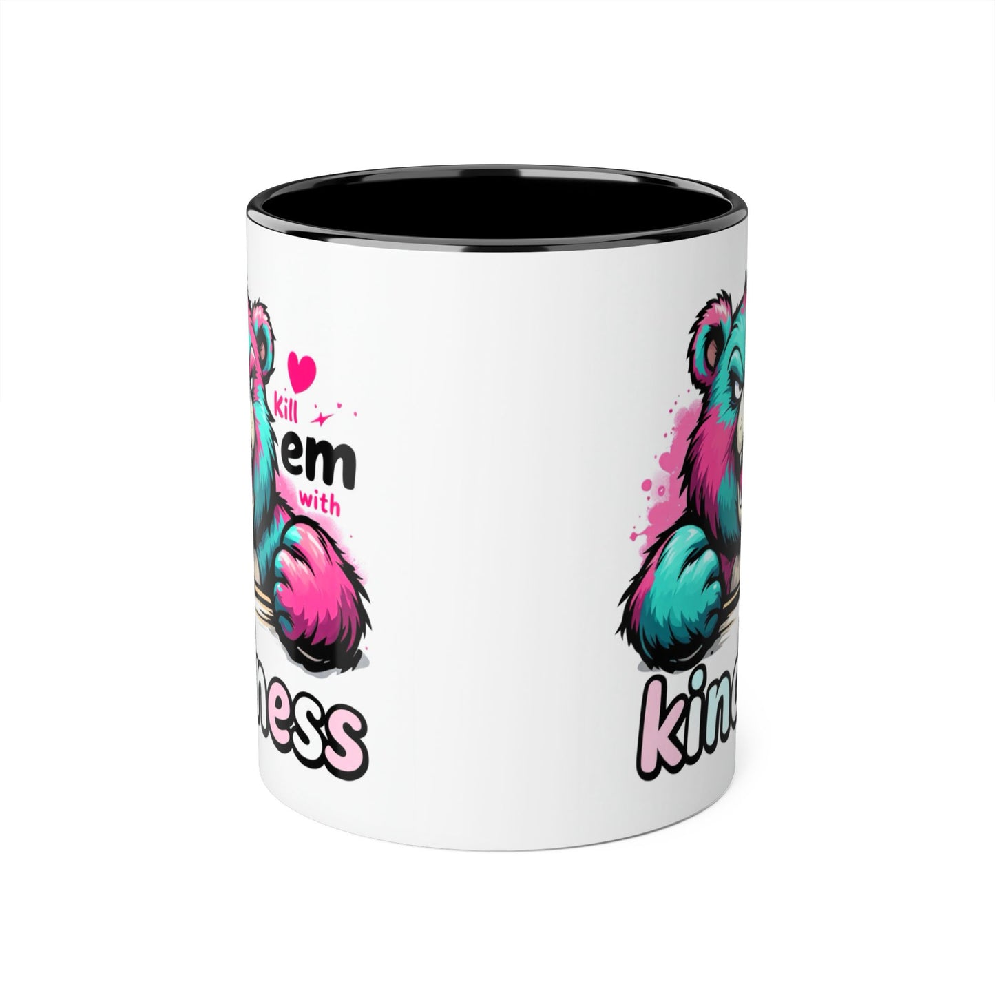 Colorful Kindness Bear Accent Mug - 11oz Inspirational Coffee Cup