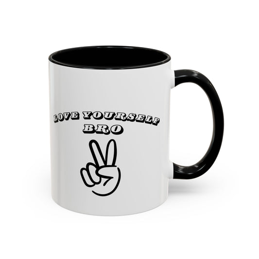 Motivational Accent Coffee Mug - Love Yourself Bro Design