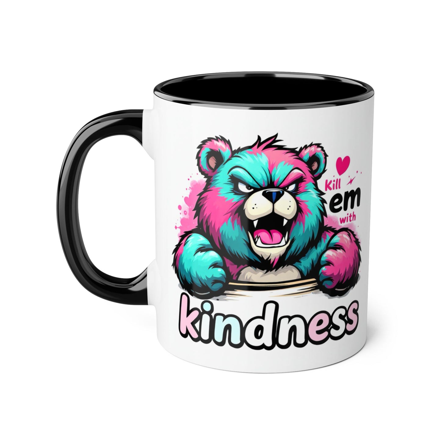 Colorful Kindness Bear Accent Mug - 11oz Inspirational Coffee Cup