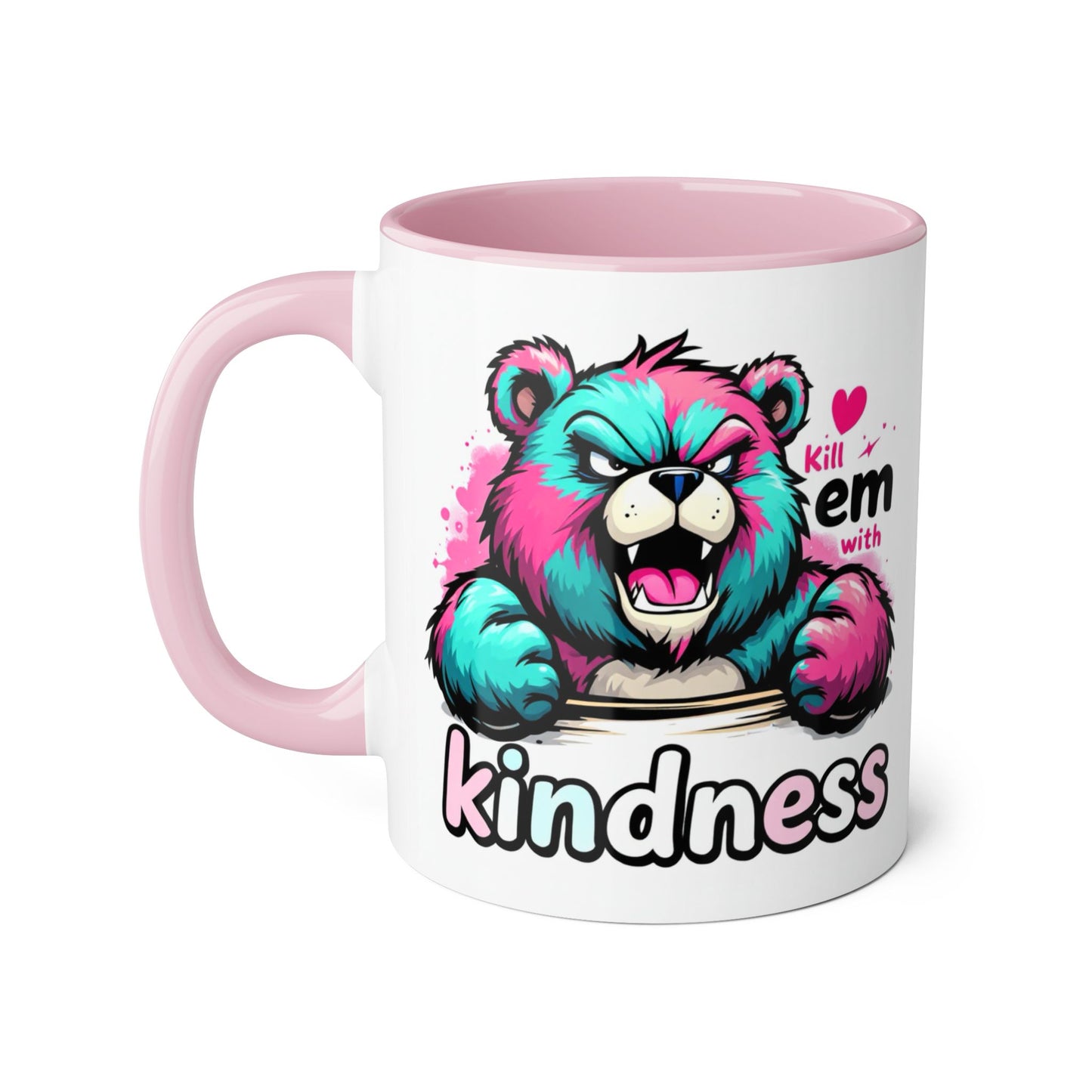 Colorful Kindness Bear Accent Mug - 11oz Inspirational Coffee Cup