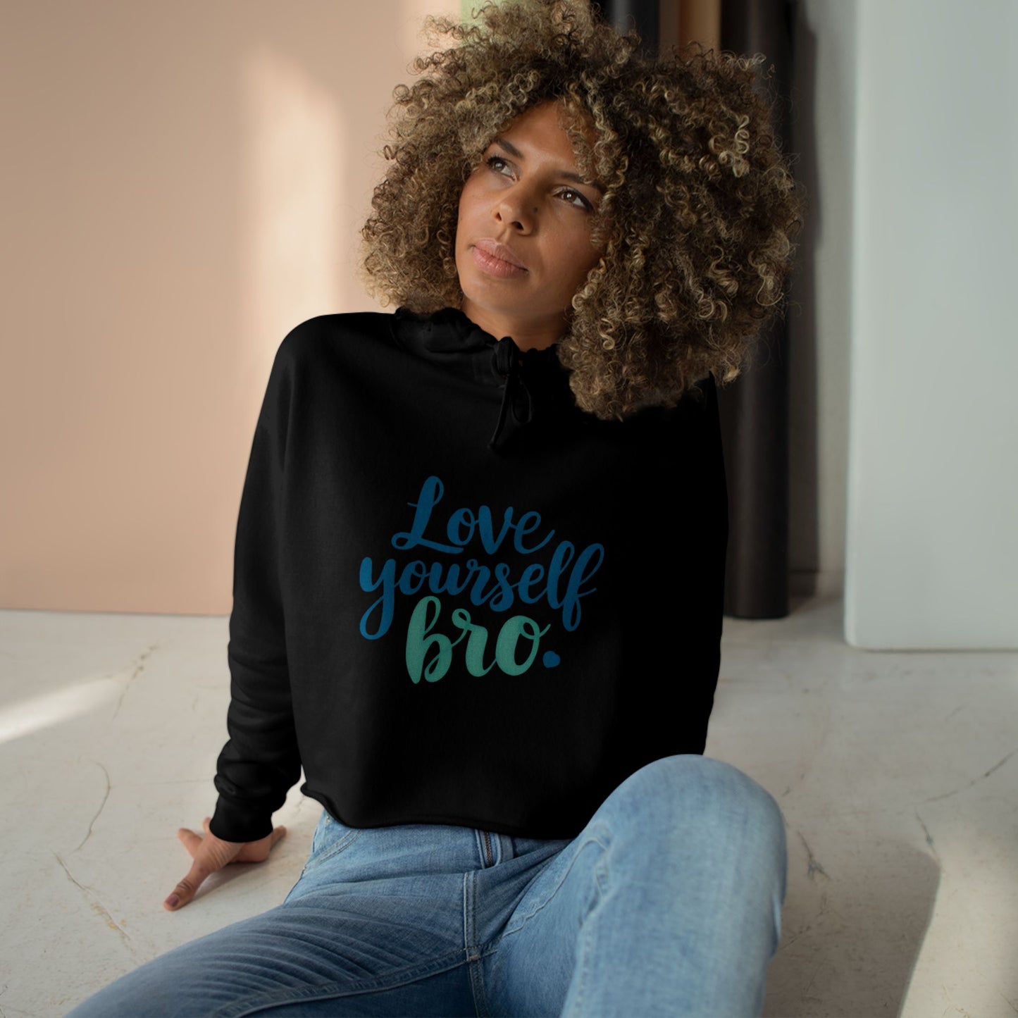 Love Yourself Bro Crop Hoodie - Inspiring Casual Wear