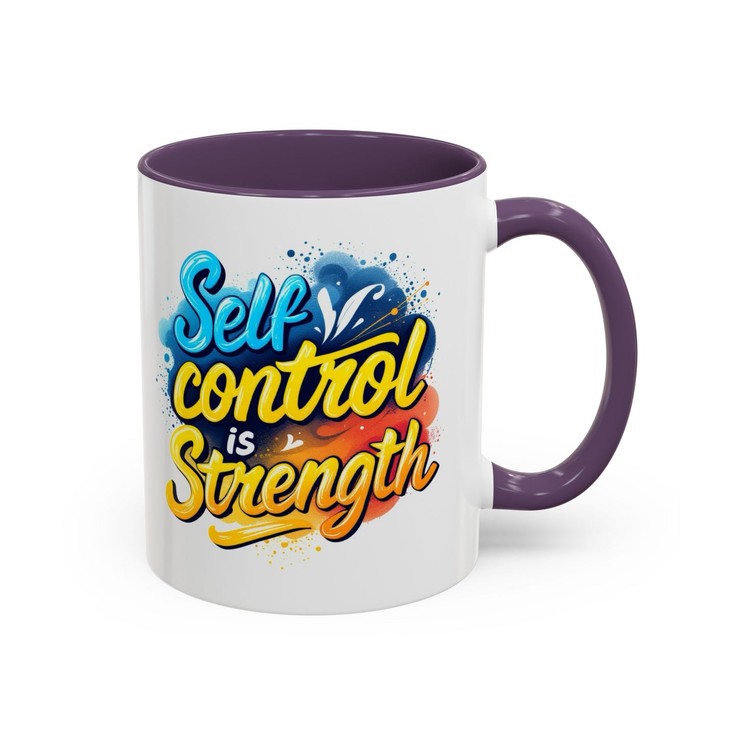 Inspirational Coffee Mug - Self Control is Strength | 11oz & 15oz Accent Mugs for Motivational Gifts