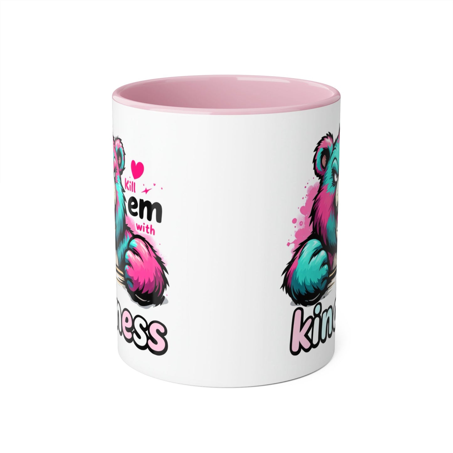 Colorful Kindness Bear Accent Mug - 11oz Inspirational Coffee Cup