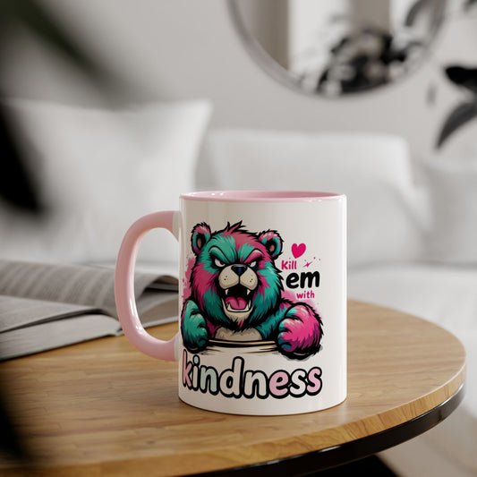 Colorful Kindness Bear Accent Mug - 11oz Inspirational Coffee Cup