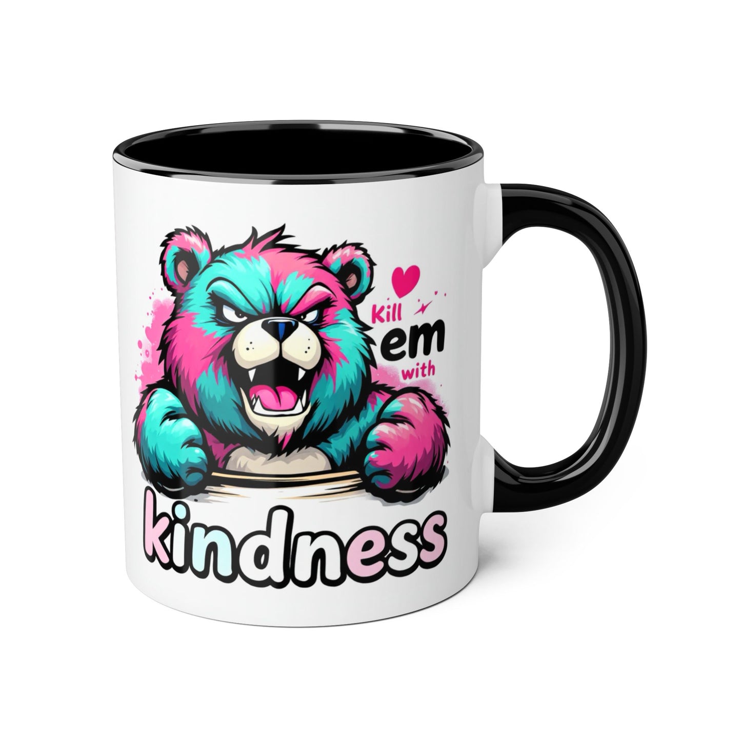 Colorful Kindness Bear Accent Mug - 11oz Inspirational Coffee Cup